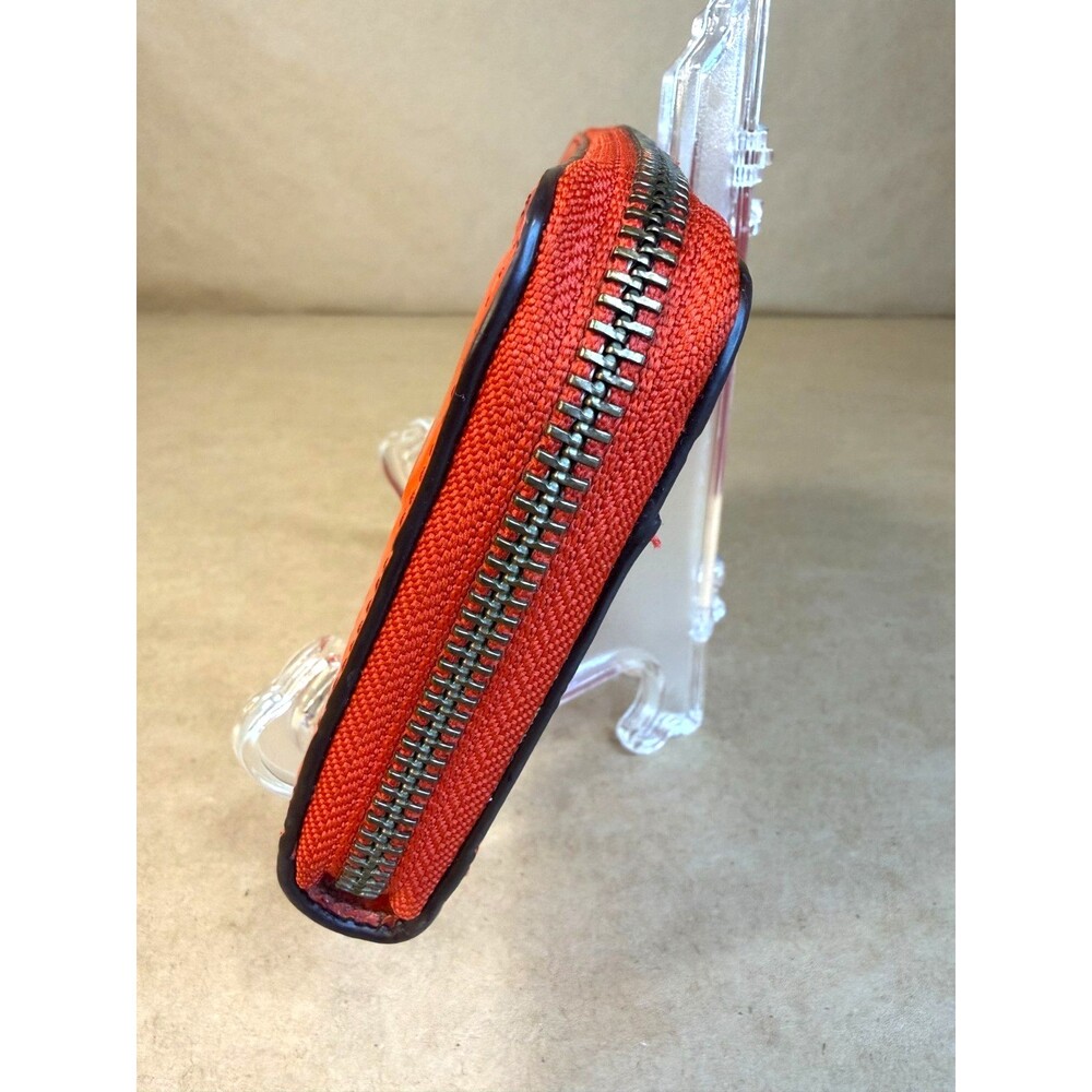 Coach Embossed Orange Coral Croc Accordion Zip Around Wallet Clutch Style 58048 - Picture 7 of 17